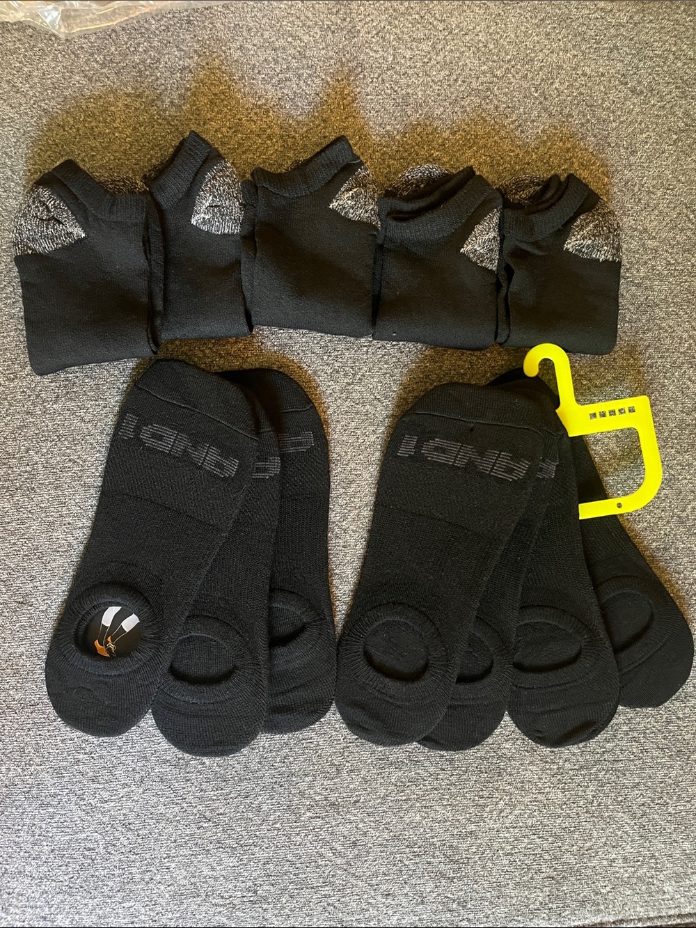 Men's Black Athletic No-Show Socks - 12 pairs total